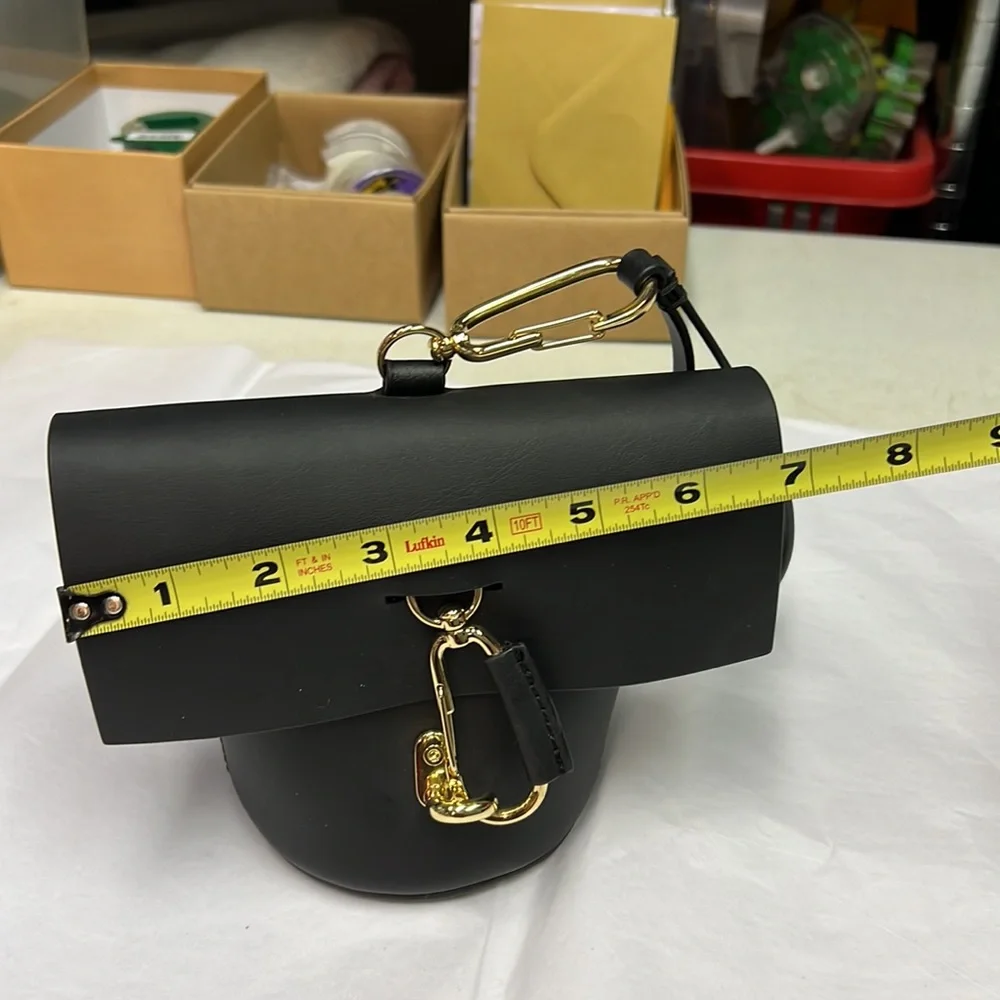 Zac Posen Black Leather Wristlet with Gold Hardware